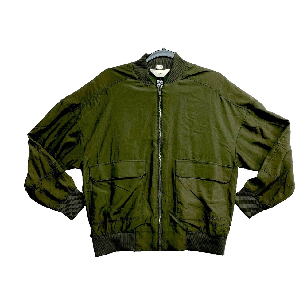 VUORI Bomber Jacket Womens Extra Small Army Green Capri Full Zip Lightweight